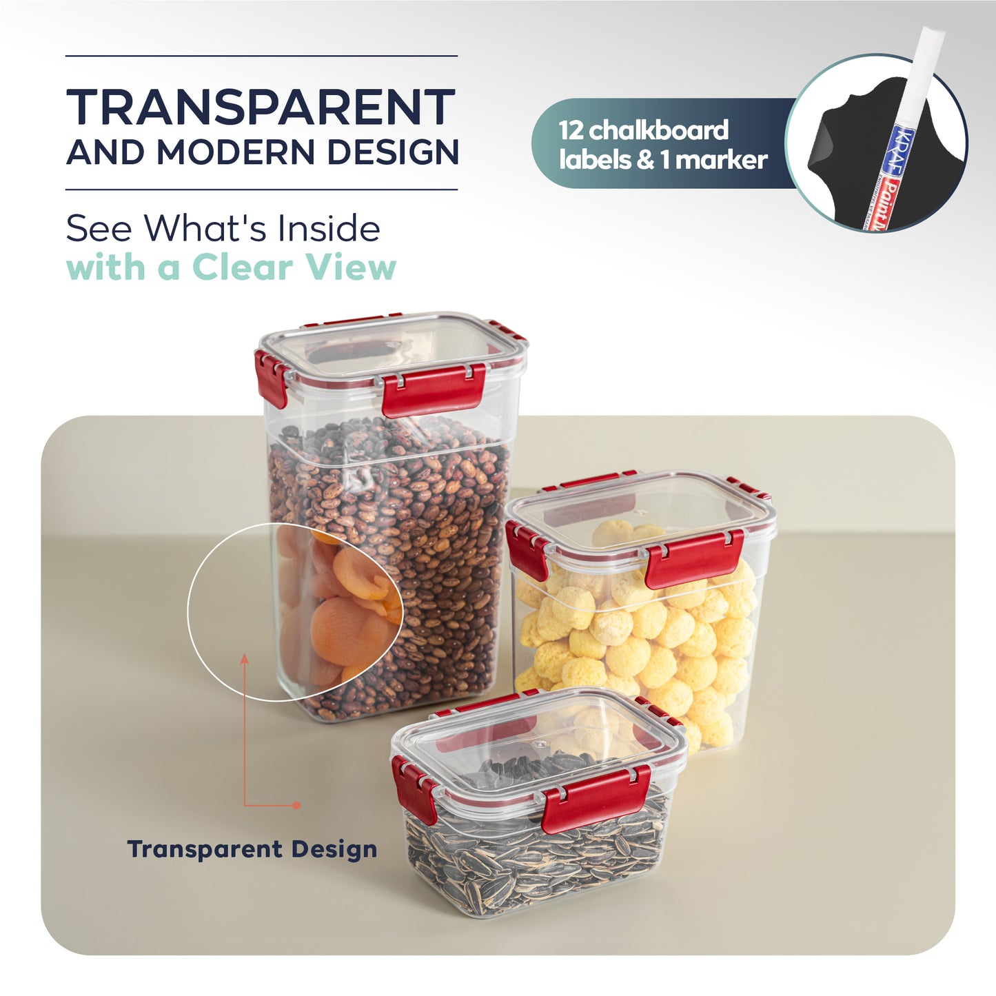 Clara Deep Box 12-delige voedselcontainerset (12 × 3400 ml)