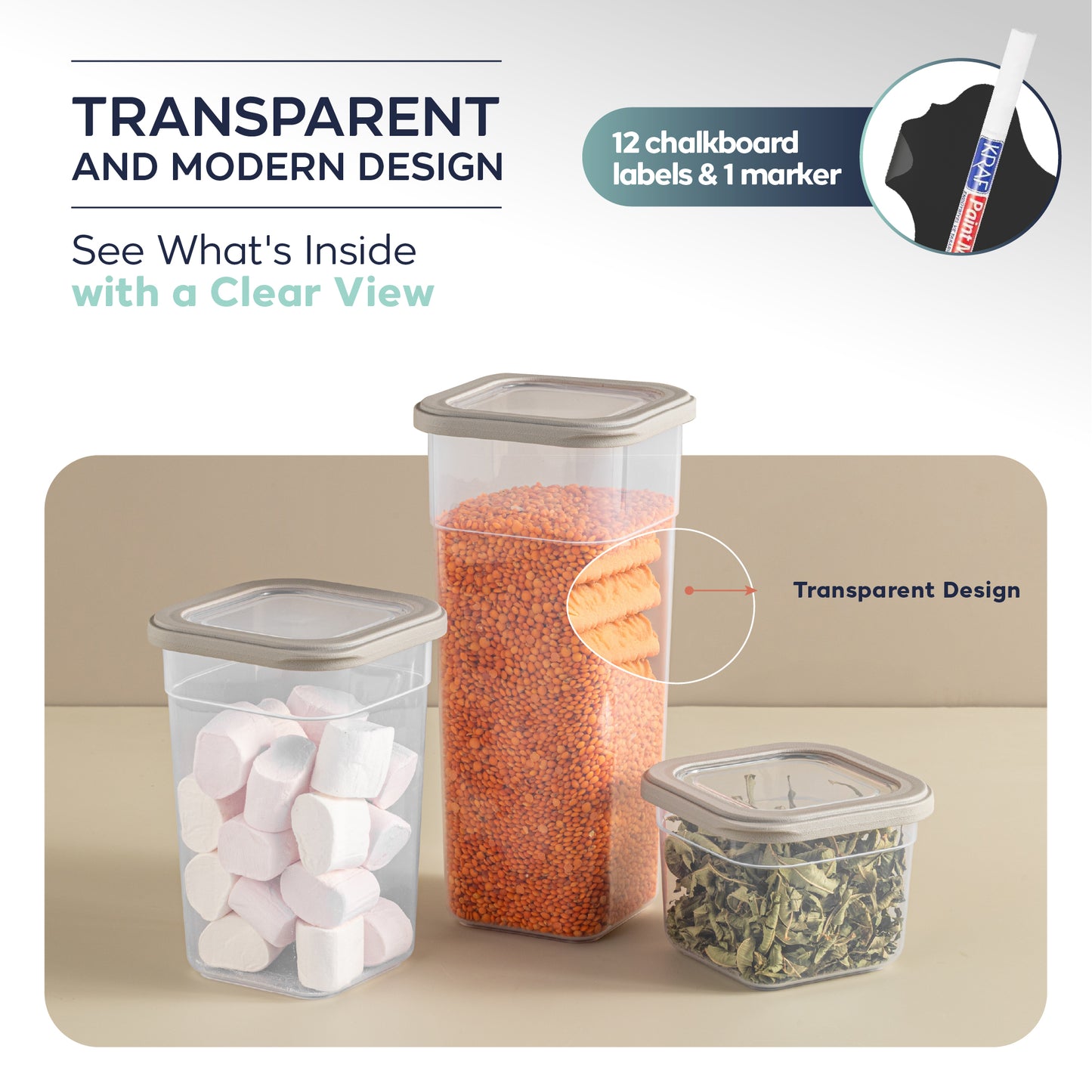 Viola 12 Piece Square Food Storage Container Set 12 x 680 ml