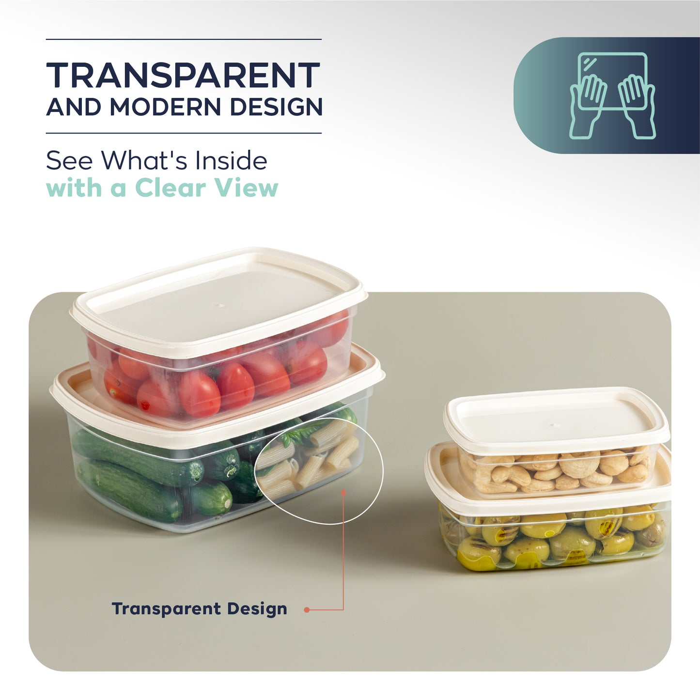 EasyBox 8-delige rechthoekige voedselcontainerset (2 x 4-delige set) 250 ml tot 1200 ml