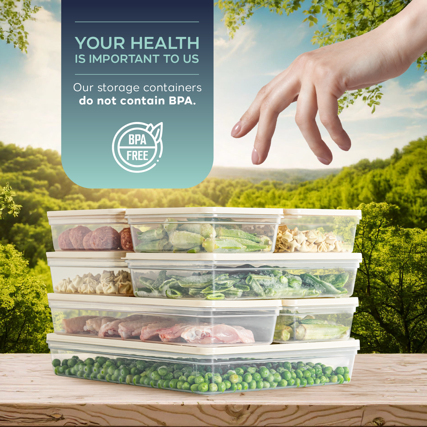 Fresh Box 13-delige voedselcontainerset (8×600ml, 2×1170ml, 2×1200ml, 1×2400ml) met grijze of beige deksels 