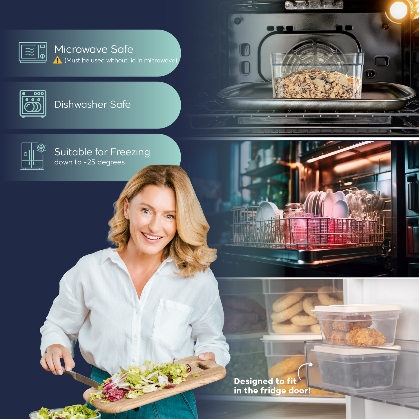 Fresh Box 20 Piece Food Storage Container Set (8×600ml, 4×1170ml, 4×1200ml, 4×2400ml) Grey or Beige Lids