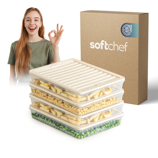 Fresh Box 4 Piece Food Storage Container Set (4×2400ml) Grey or Beige Lids